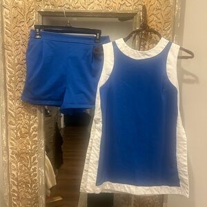 Blue and White Sleeveless Top